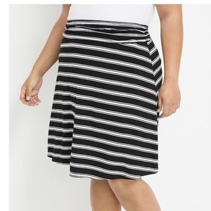 Maurices Black and White Striped Skater Skirt NWT